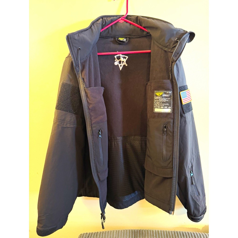 Condor Summit Softshell Jacket MPN 602 Black Men's L Full Zip Fleece USA Patch